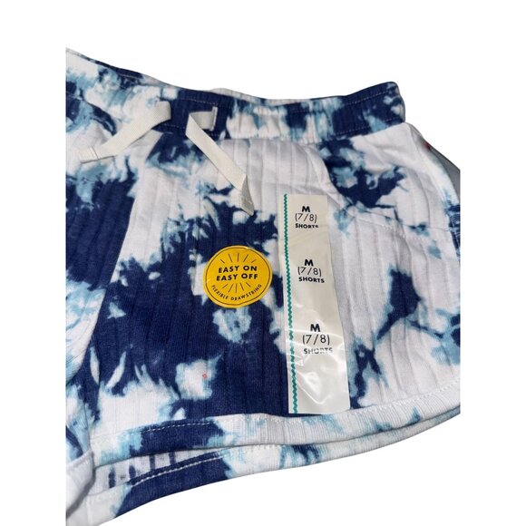 Girls Cat & Jack Tie-Dye Shorts M 7/8 Cotton & Recycled Polyester Blue & White - Picture 4 of 5